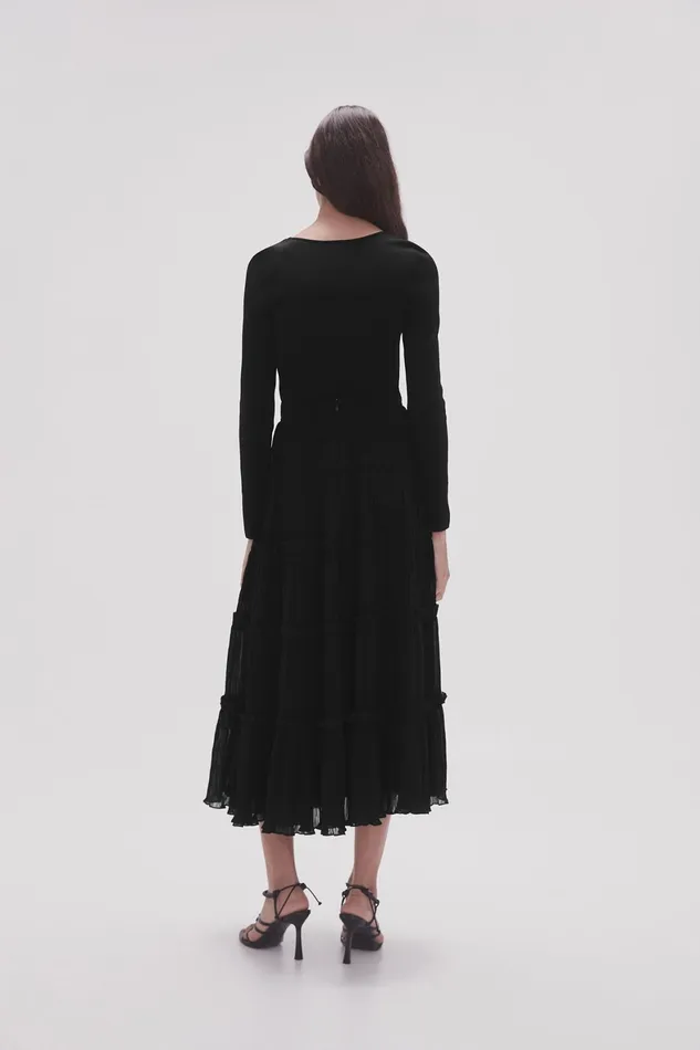 Aje Robyn Tiered Maxi Skirt Black Women Skirts