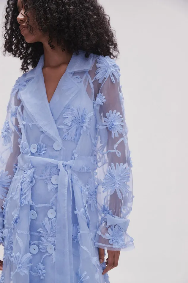 Aje Ursula Trench Coat Dress Light Sky Blue Women Dresses