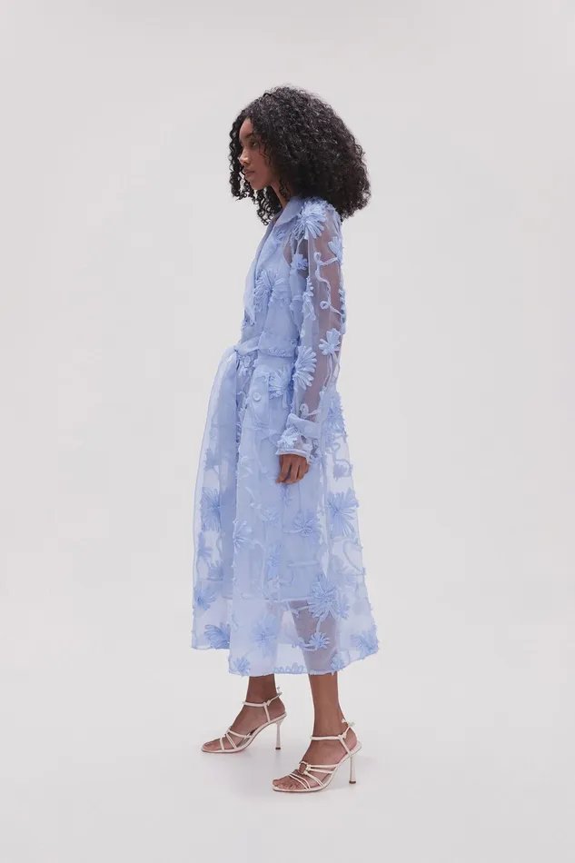 Aje Ursula Trench Coat Dress Light Sky Blue Women Dresses
