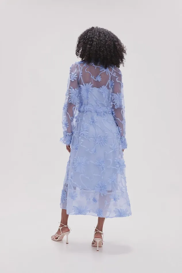 Aje Ursula Trench Coat Dress Light Sky Blue Women Dresses