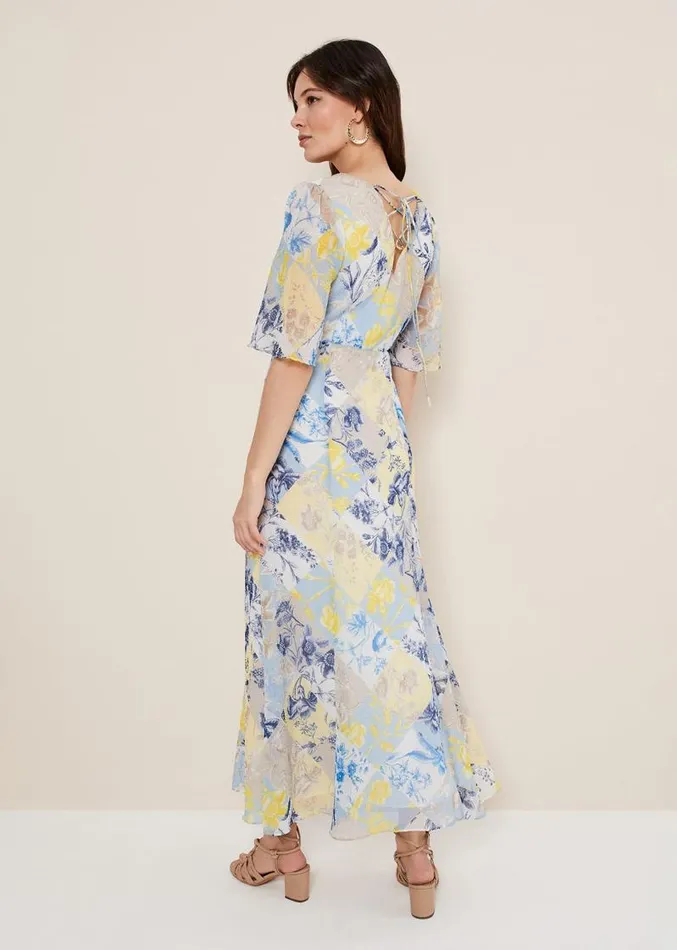 Akia Patchwork Dress Blue Women Phase Eight Dresses