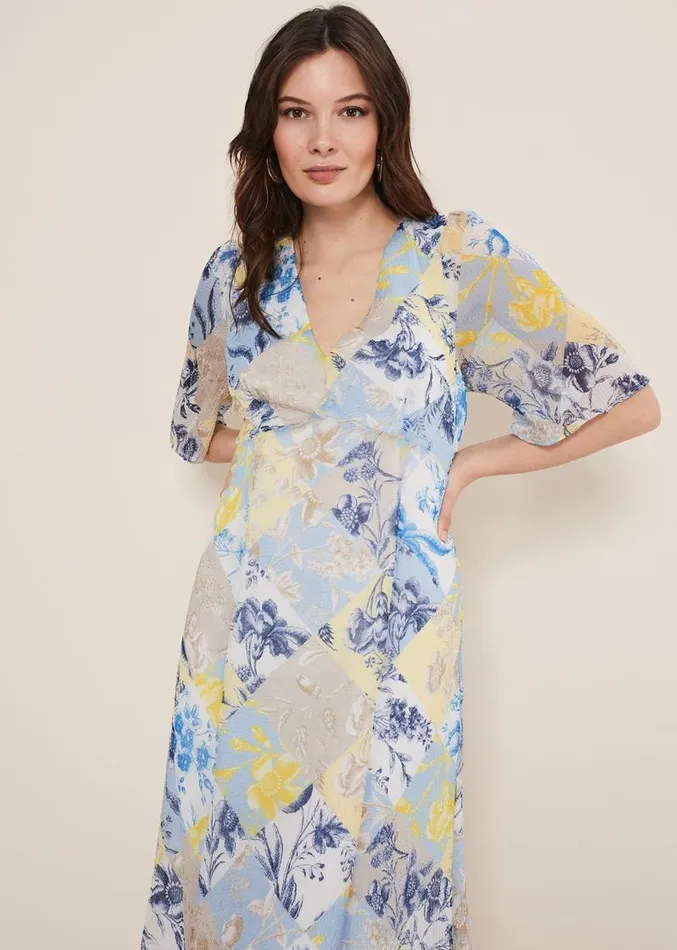 Akia Patchwork Dress Blue Women Phase Eight Dresses