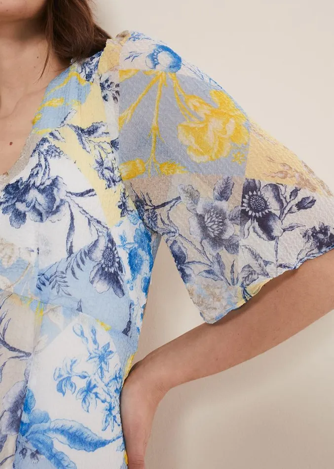 Akia Patchwork Dress Blue Women Phase Eight Dresses