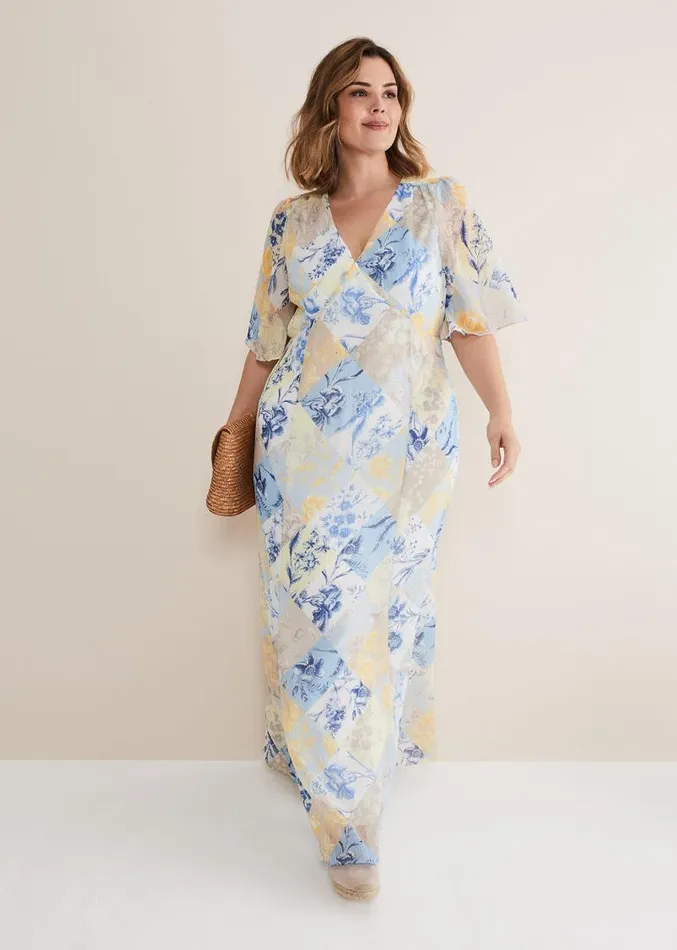 Akia Patchwork Dress Blue Women Phase Eight Dresses