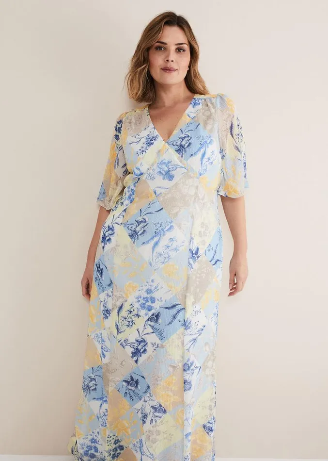 Akia Patchwork Dress Blue Women Phase Eight Dresses