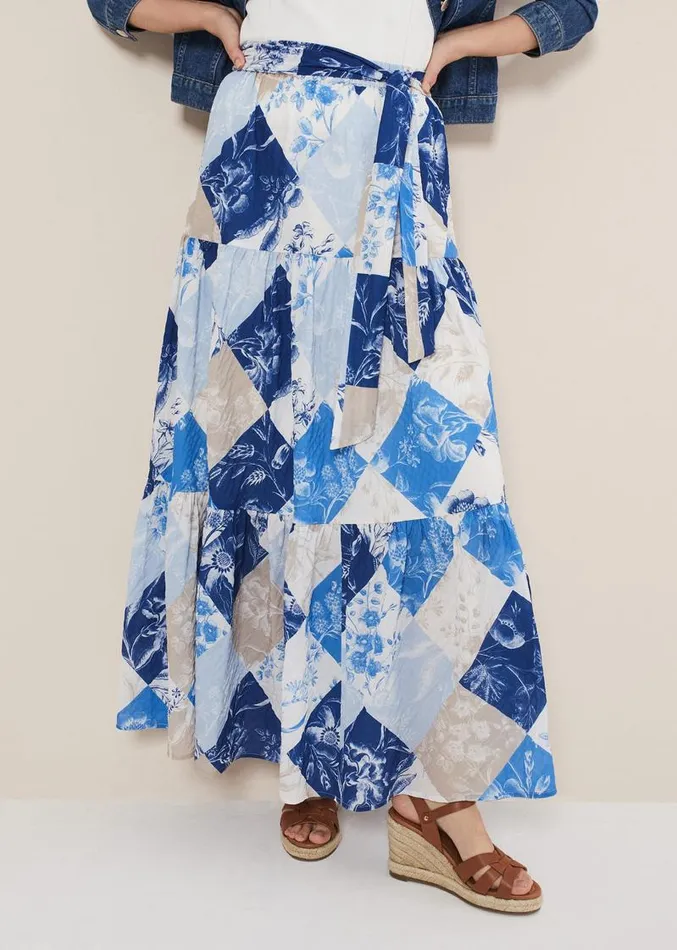 Akia Patchwork Maxi Skirt Bluemulti Women Phase Eight Skirts