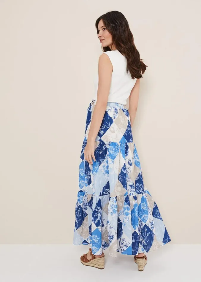 Akia Patchwork Maxi Skirt Bluemulti Women Phase Eight Skirts