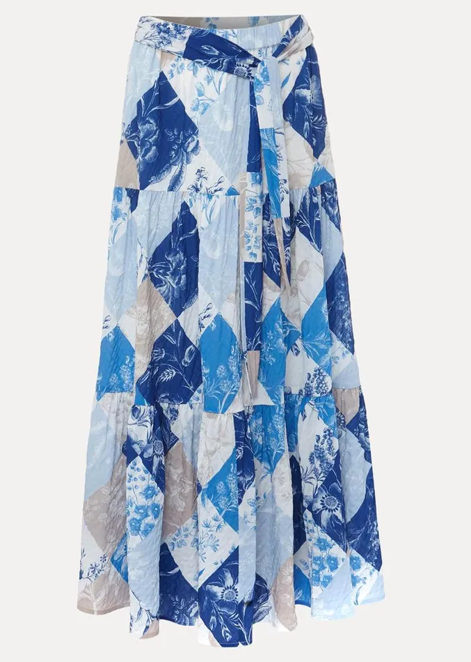 Akia Patchwork Maxi Skirt Bluemulti Women Phase Eight Skirts