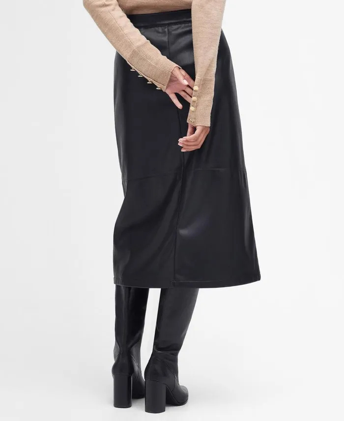 Alberta FauxLeather Midi Skirt Cognac Women Barbour Dresses and Skirts