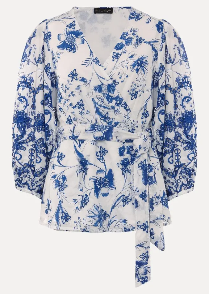 Alice Embroidered Blouse Bluewhite Women Phase Eight Shirts and Blouses