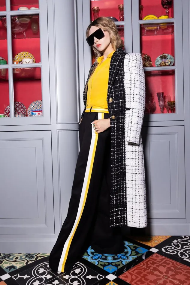Alice Olivia Abbott Short Sleeve Pullover With Woven Collar Mustard Seed Women Sweaters