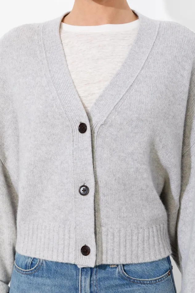 Alice Olivia Atticus Cardigan Storm Grey Heather Women Sweaters