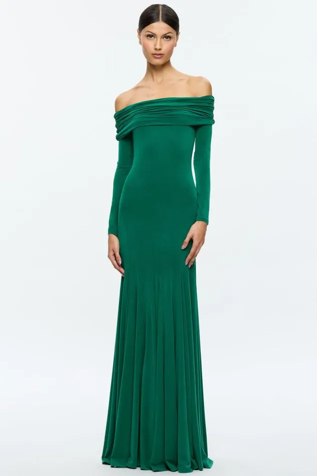 Alice Olivia Augusta Maxi Dress Forest Green Women Dresses