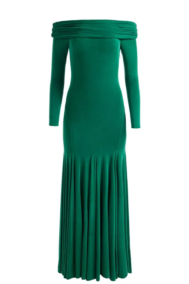 Alice Olivia Augusta Maxi Dress Forest Green Women Dresses