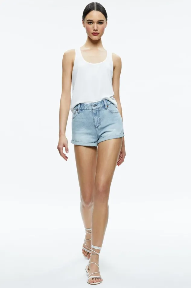 Alice Olivia Avril Boxy Tank Off White Women Tops
