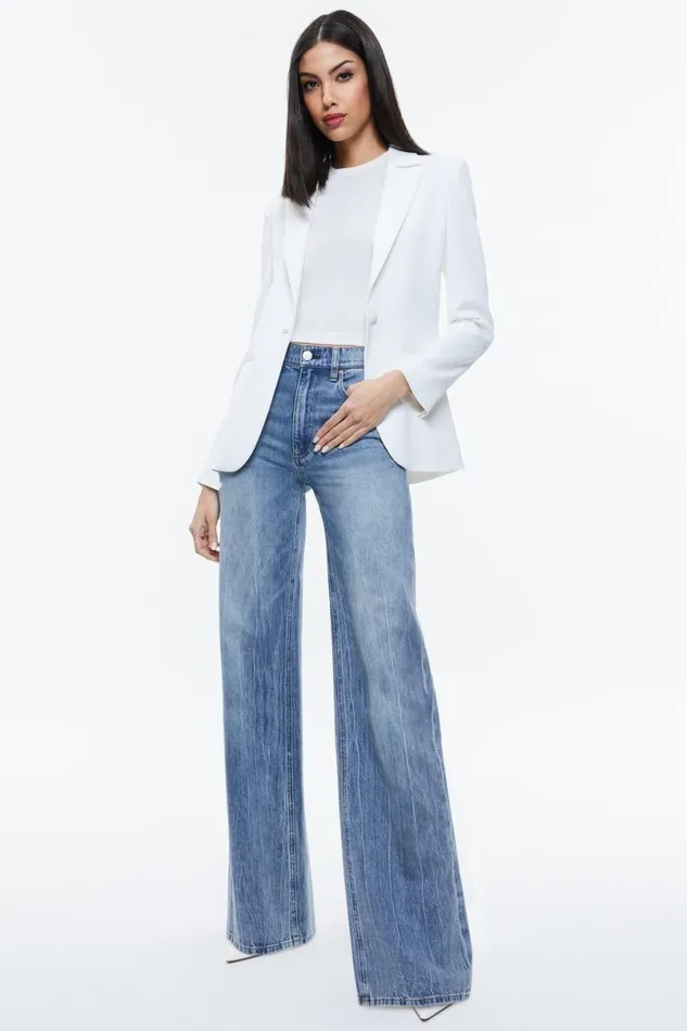 Alice Olivia Blake Fitted Blazer Off White Women Outerwear