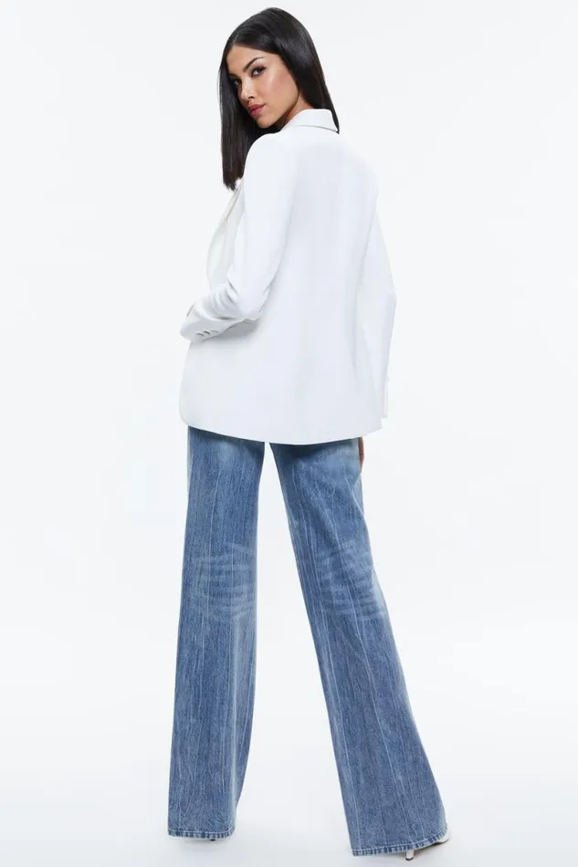 Alice Olivia Blake Fitted Blazer Off White Women Outerwear