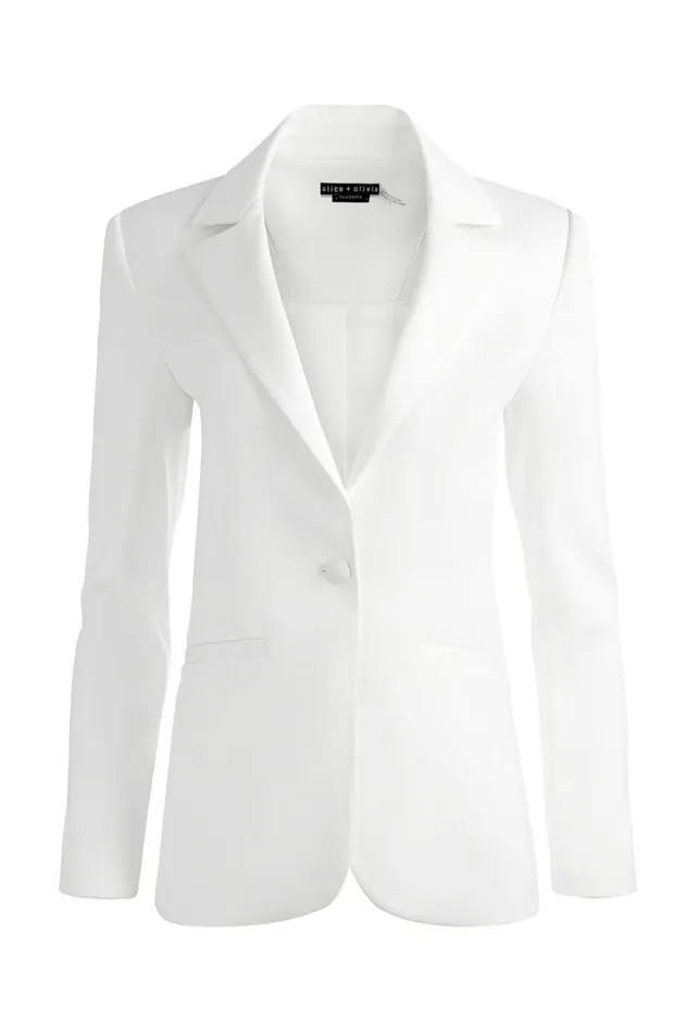 Alice Olivia Blake Fitted Blazer Off White Women Outerwear