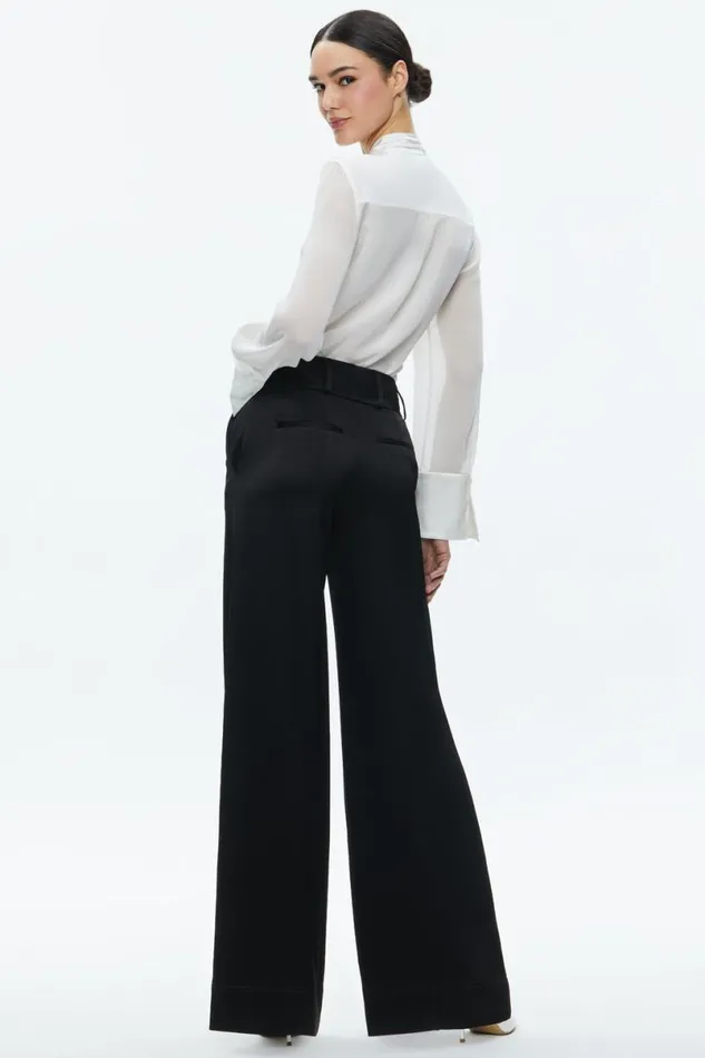 Alice Olivia Brady Oversized Button Down With Bow Tie Off White Women Tops
