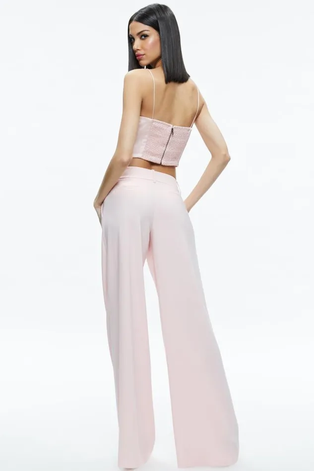 Alice Olivia Ceresi Embellished Spaghetti Strap Top Pink Lace Women Tops