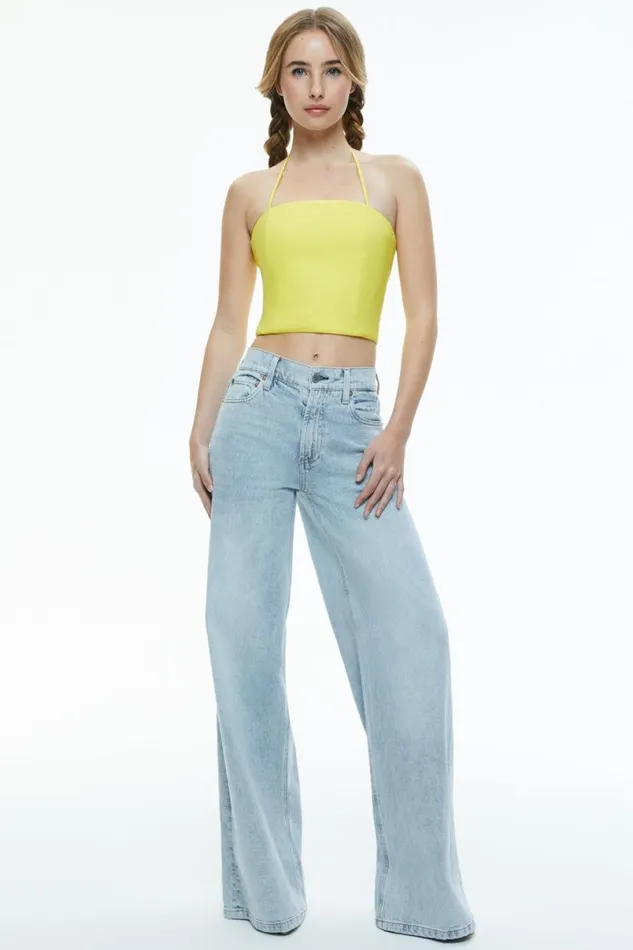 Alice Olivia Ceresi Halter Bandeau Top Happy Yellow Women Tops