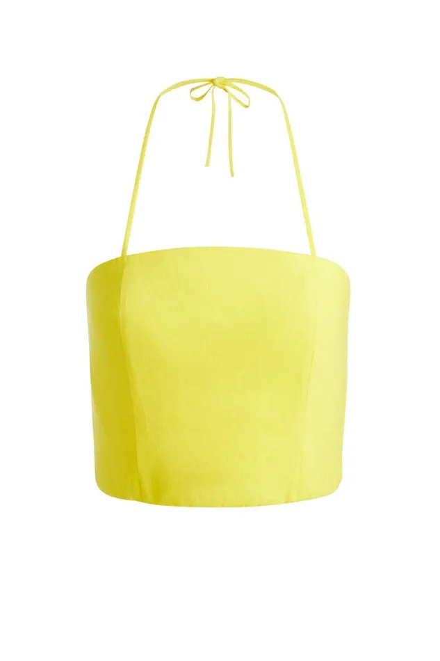 Alice Olivia Ceresi Halter Bandeau Top Happy Yellow Women Tops