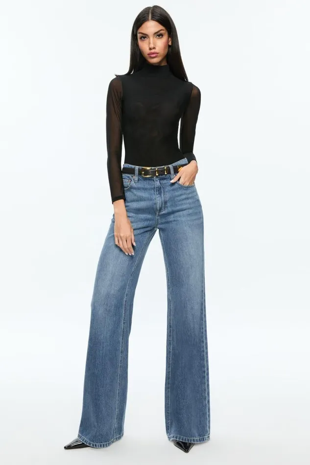 Alice Olivia Clarinda Bodysuit Black Women Tops