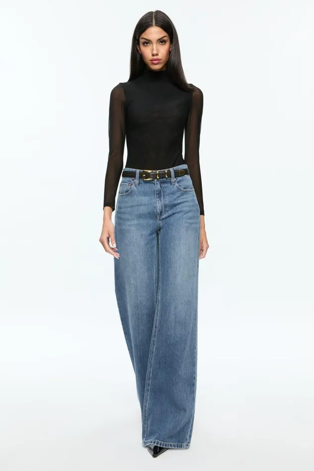 Alice Olivia Clarinda Bodysuit Black Women Tops