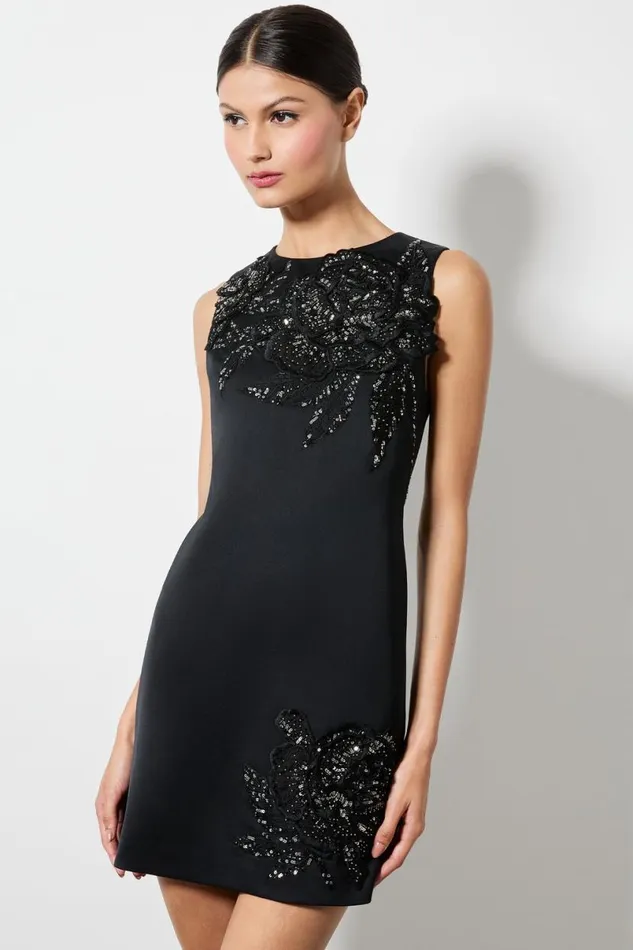 Alice Olivia Clyde Mini Dress Le Parisien Blackgunmetal Women Dresses