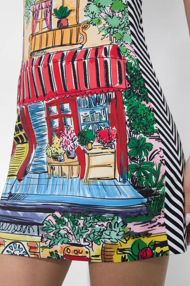Alice Olivia Coley Mini Dress Vacation Dreams Women Dresses