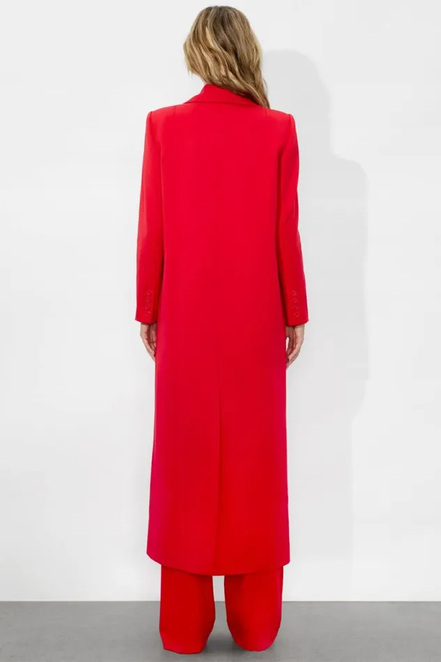 Alice Olivia Colley Long Blazer Bright Ruby Women Outerwear