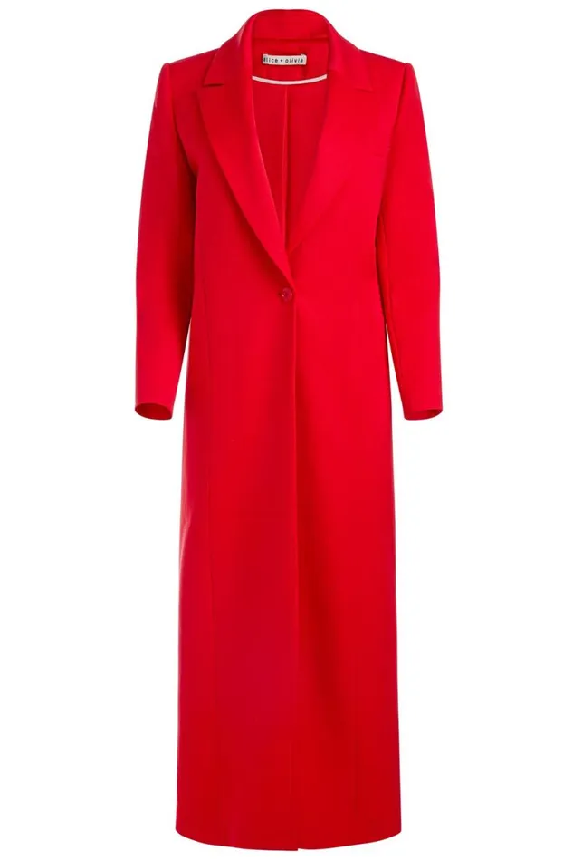 Alice Olivia Colley Long Blazer Bright Ruby Women Outerwear