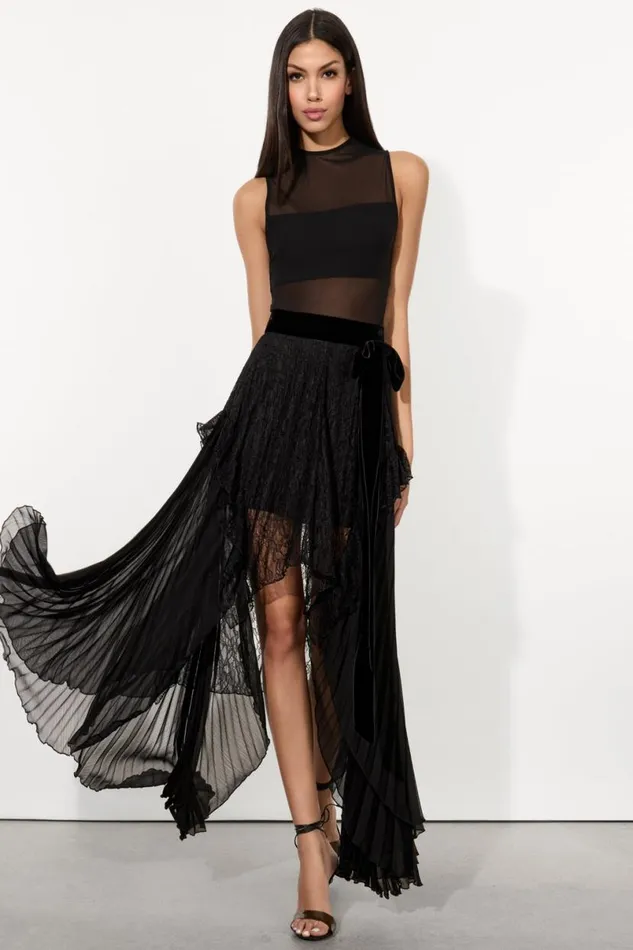 Alice Olivia Coralia Midi Skirt Black Women Skirts
