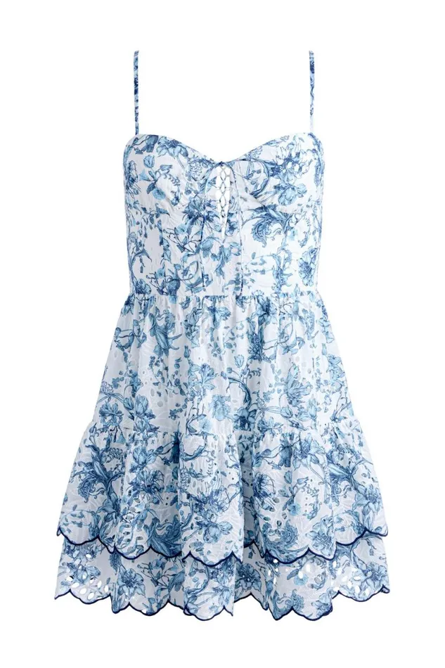 Alice Olivia Daisy Tiered Ruffle Mini Dress Je L039adore Spring Sky Women Dresses