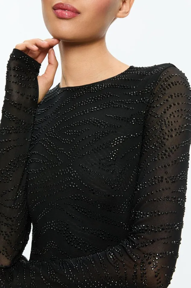Alice Olivia Delaina Embellished Top Zebrablack Women Tops
