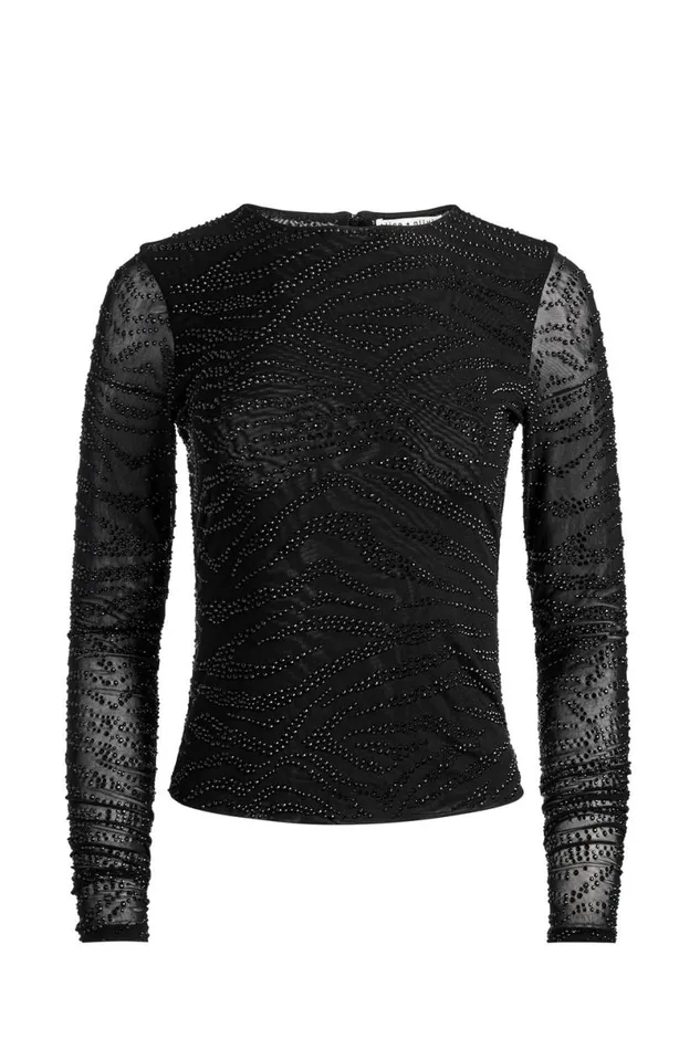 Alice Olivia Delaina Embellished Top Zebrablack Women Tops