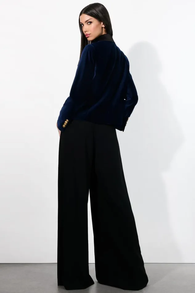 Alice Olivia Devyn Velvet Blazer Midnight Blue Women Suits