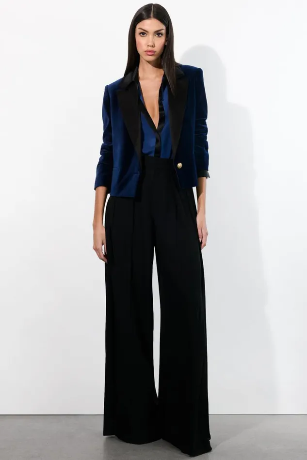 Alice Olivia Devyn Velvet Blazer Midnight Blue Women Suits