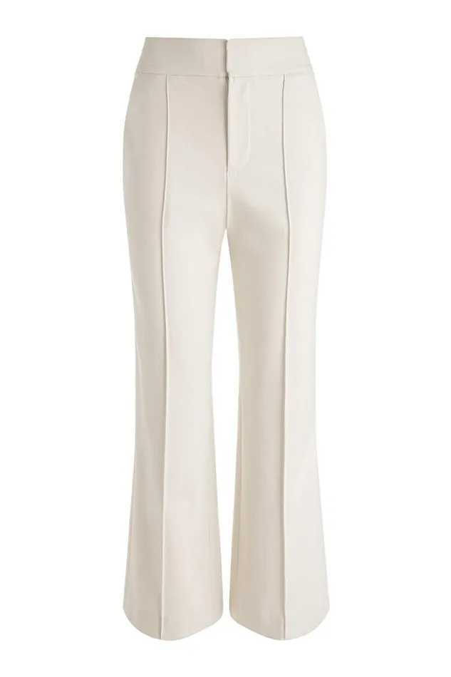 Alice Olivia Dylan Cropped Pant Solid Oatmeal Women Pants