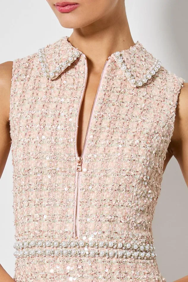 Alice Olivia Ellis Mini Dress Pearl Blush Women Dresses