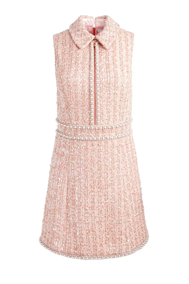 Alice Olivia Ellis Mini Dress Pearl Blush Women Dresses