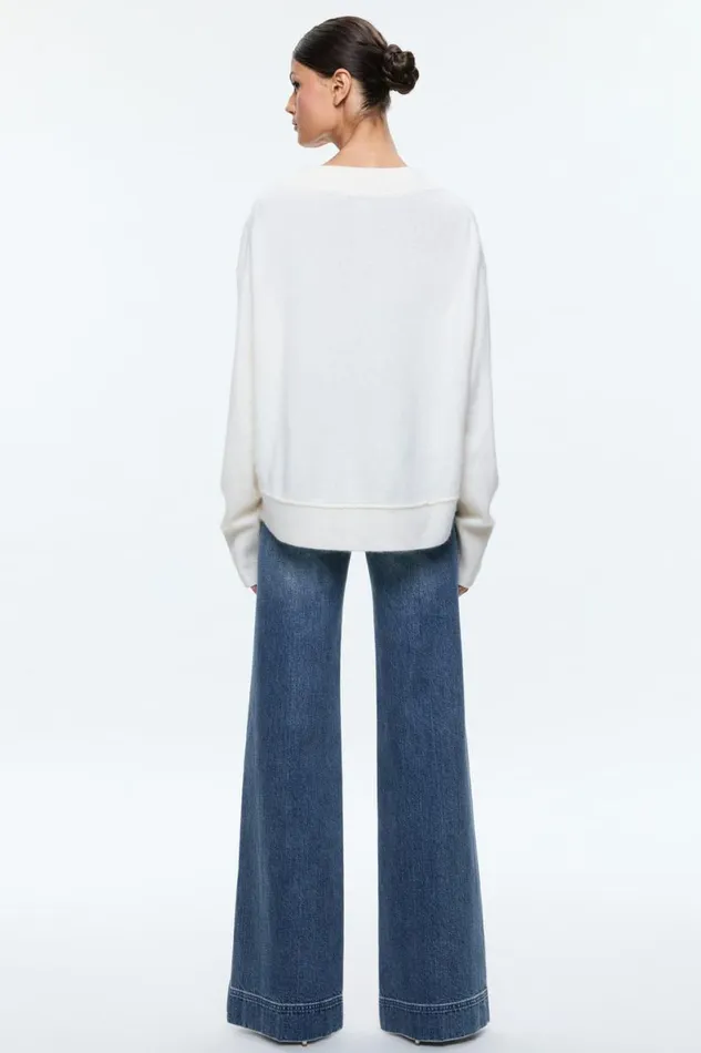 Alice Olivia Elsa Pullover Ecru Women Sweaters