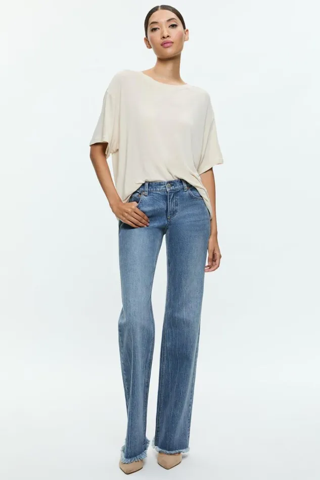 Alice Olivia Evan Oversized Tee Oatmeal Women Tops