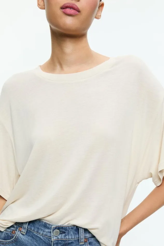 Alice Olivia Evan Oversized Tee Oatmeal Women Tops