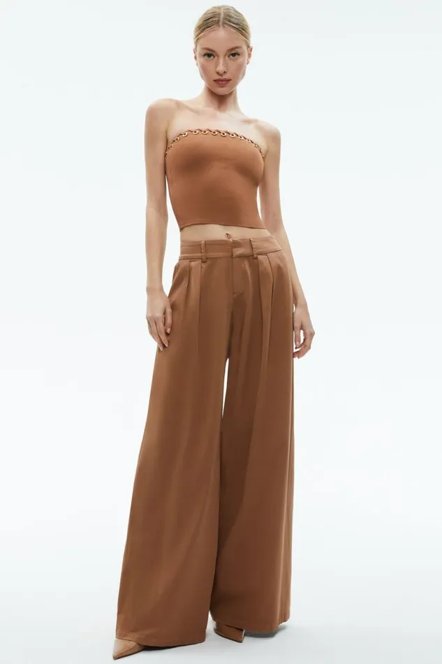 Alice Olivia Garbo Low Rise Baggy Trousers Camel Women Pants