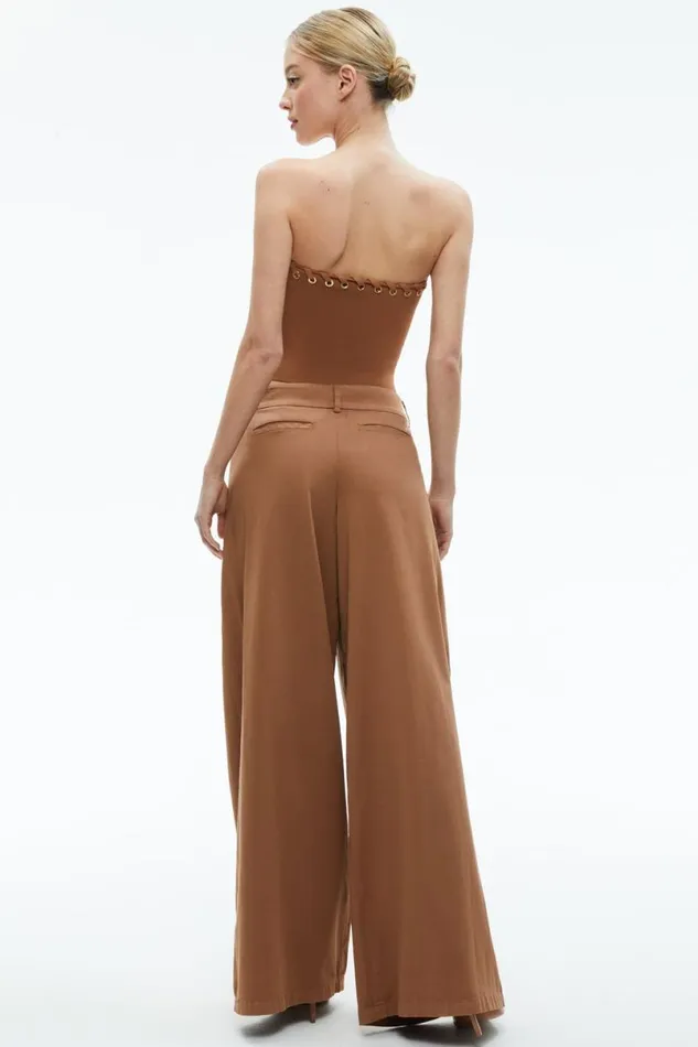 Alice Olivia Garbo Low Rise Baggy Trousers Camel Women Pants