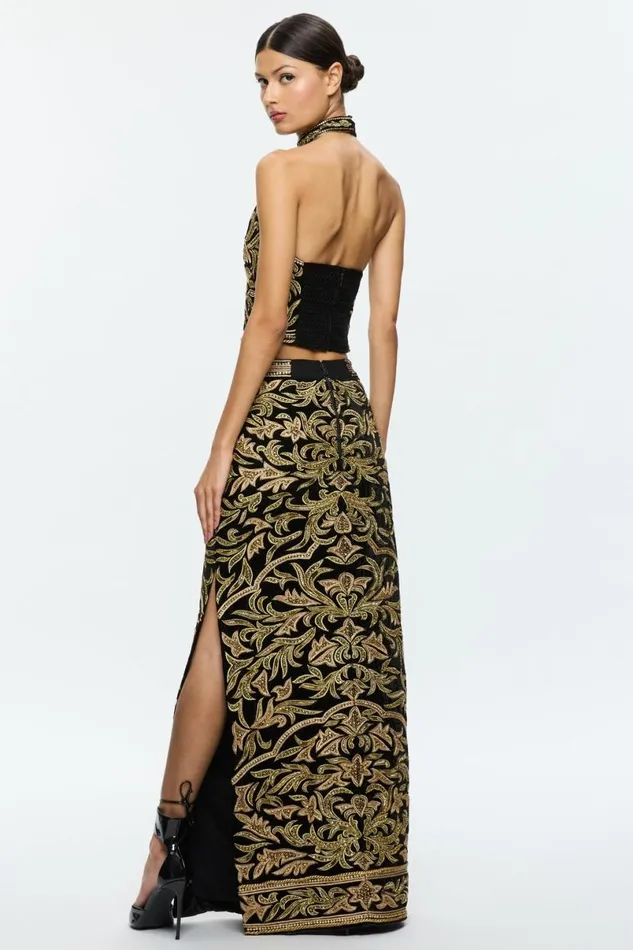 Alice Olivia Gatz Embellished Top Blackgold Women Tops