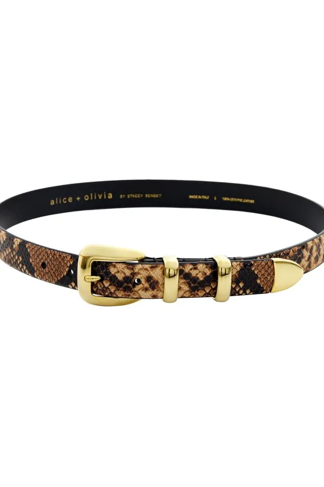 Alice Olivia Hayden Buckle Belt Camelblack Women Accessories