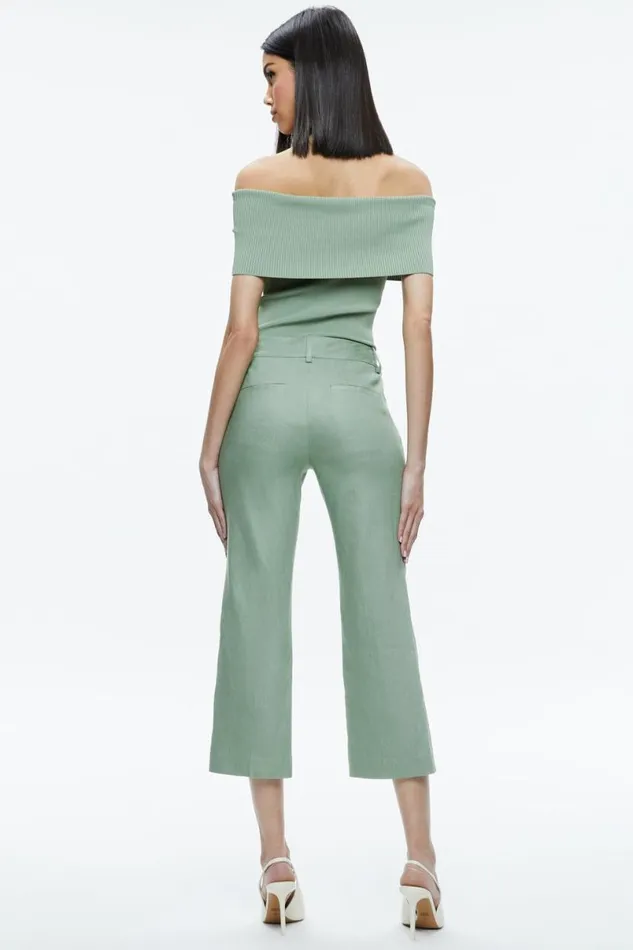 Alice Olivia Janis Low Rise Cropped Flare Pant Sage Women Pants