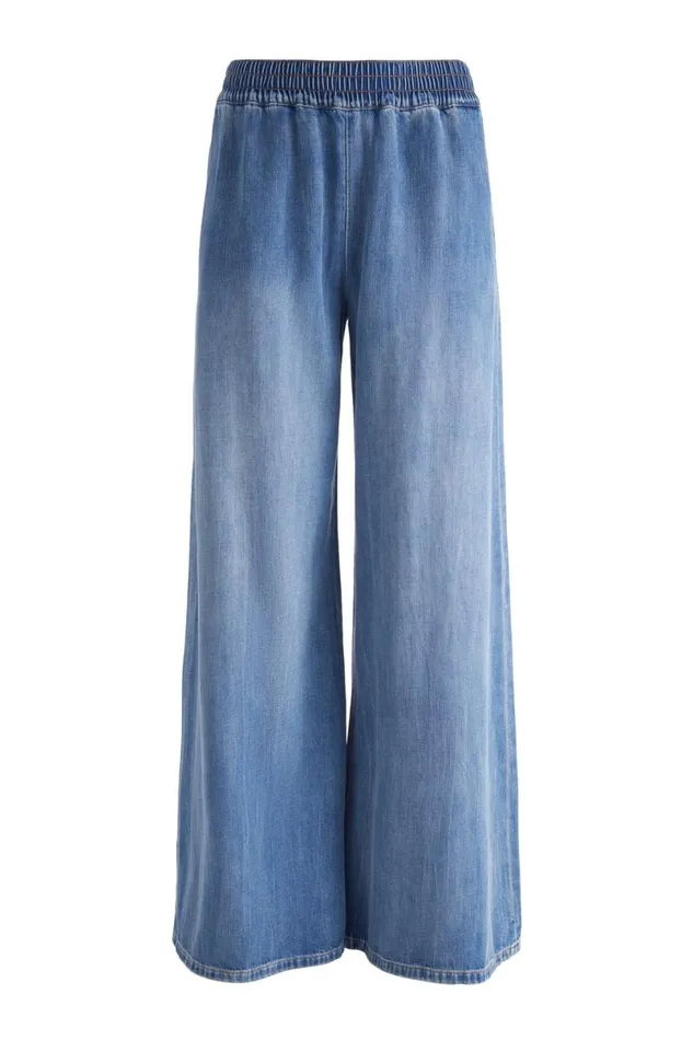 Alice Olivia Kenley Denim Palazzo Pant Brooklyn Blue Women Pants